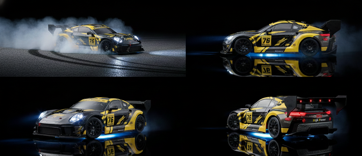 PORSCHE 911 BLACK - Autko Zdalnie Sterowane Drift RC - Legenda Driftu - Kompletny Zestaw