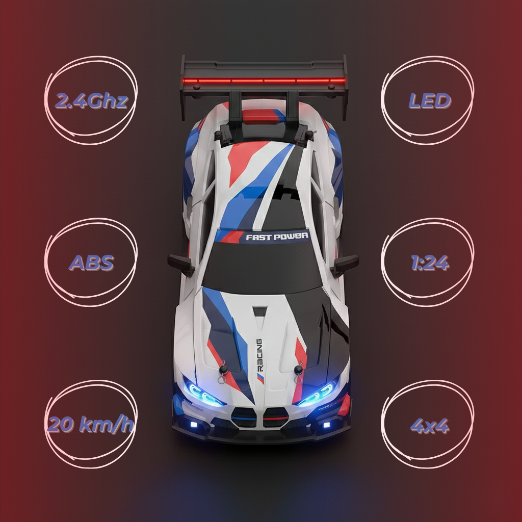 BMW M4 G82 WHITE - Autko Zdalnie Sterowane Drift RC - Legenda Driftu - Kompletny Zestaw - PRZEDSPRZEDAŻ