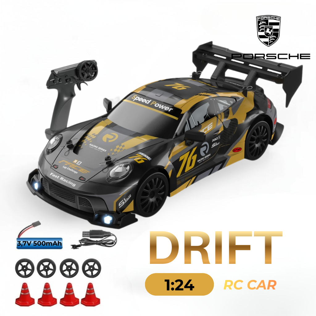 PORSCHE 911 BLACK - Autko Zdalnie Sterowane Drift RC - Legenda Driftu - Kompletny Zestaw