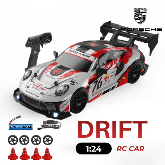🚗PORSCHE 911 WHITE- Autko Zdalnie Sterowane Drift RC - Legenda Driftu - Kompletny Zestaw 🚗